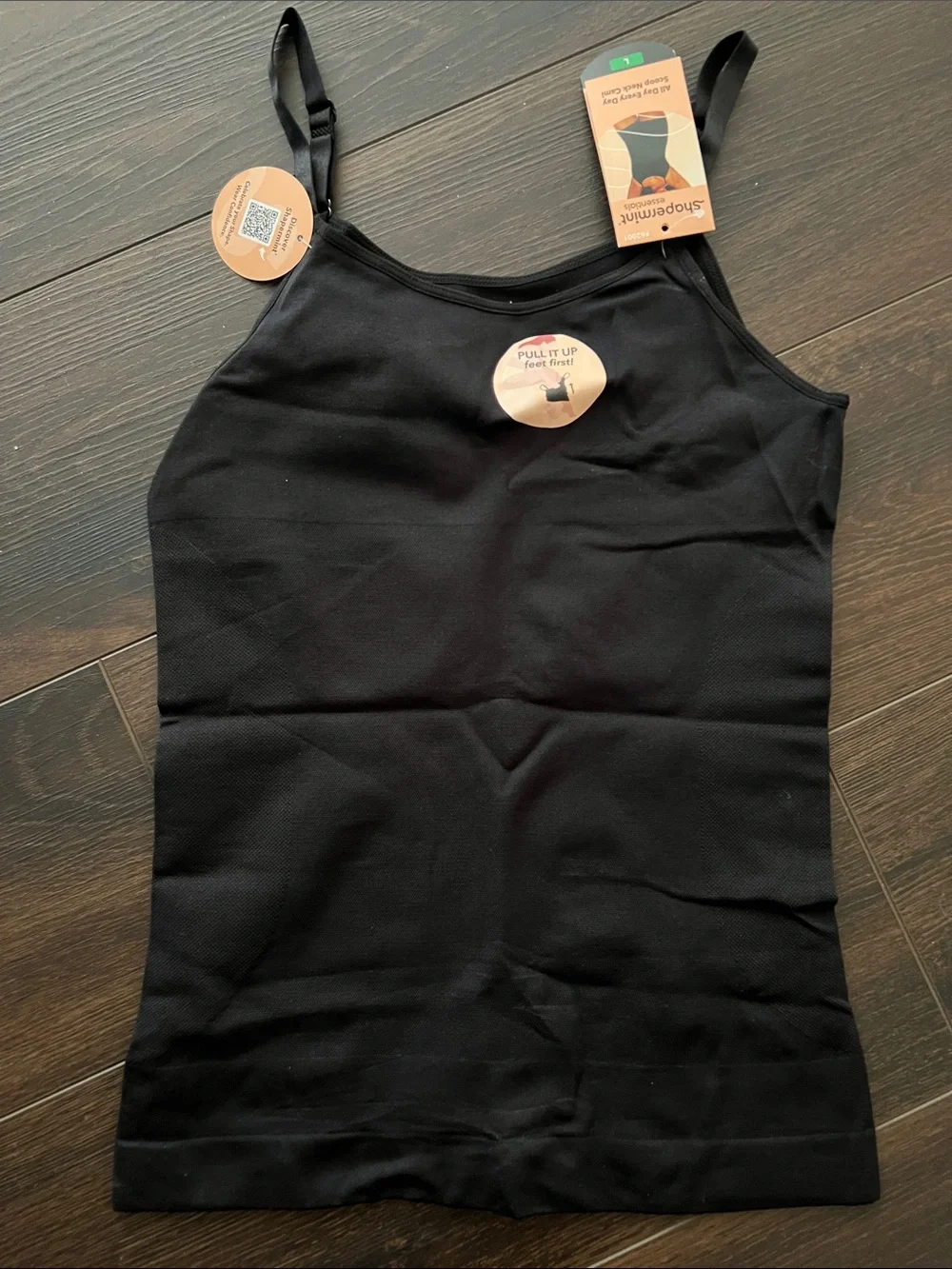 Shapermint All Day Every Day Scoop Neck Cami, Black, Size: Large